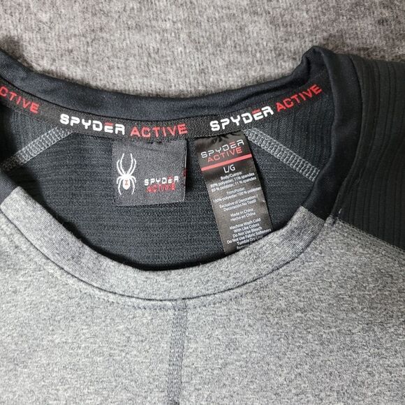 Spyder Proweb Mens Golf Sweater Size L Grey Black Crew Neck Fleece Long Sleeve - Picture 3 of 13